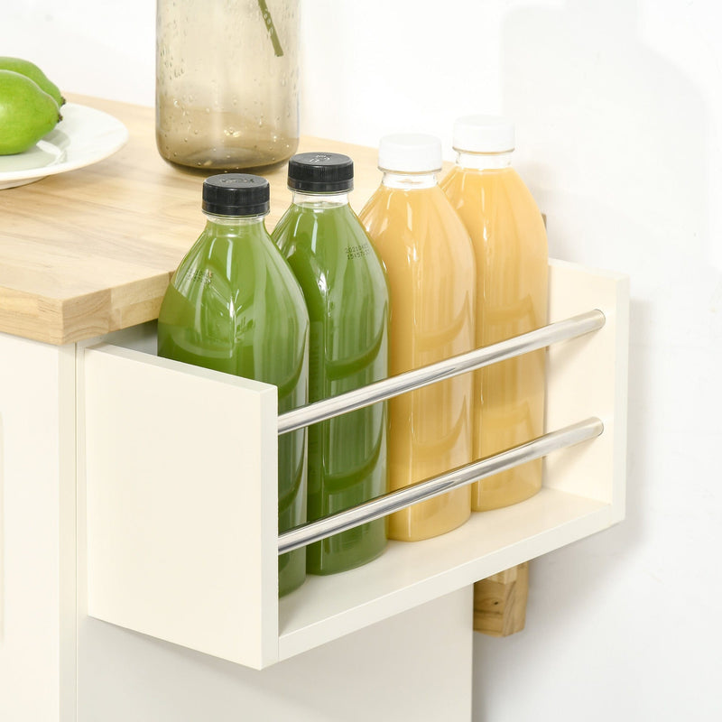 Drop-Leaf Kitchen Cart on Wheels with Storage