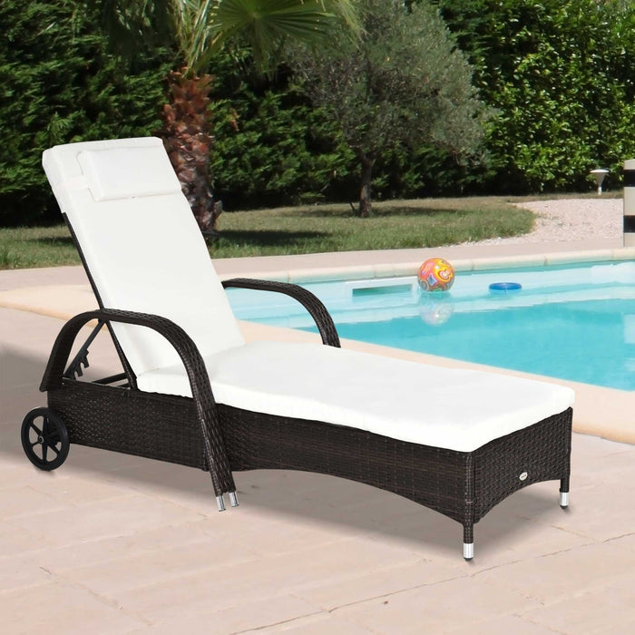 Rattan Sun Lounger With Wheels