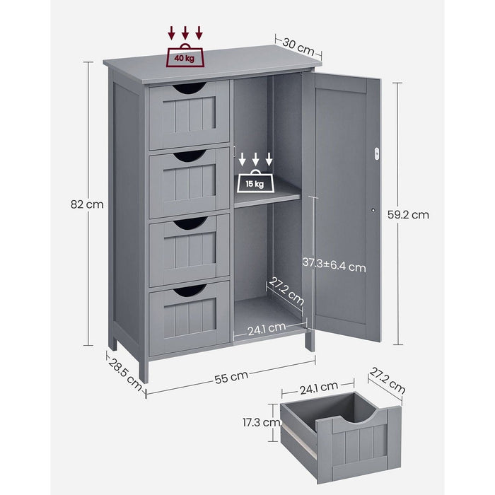 Vasagle Grey Freestanding Bathroom Floor Cabinet