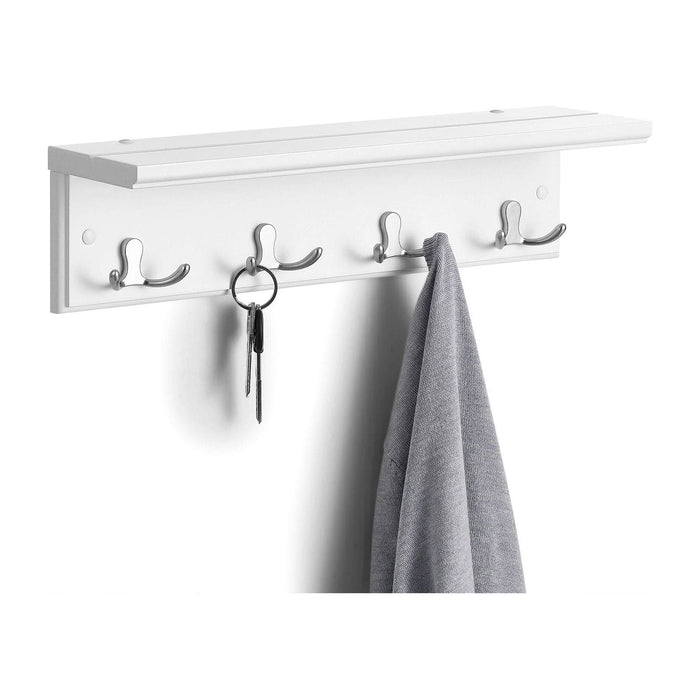 Wall Mounted Coat Hooks With Shelf, White