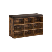 Shoe Bench With Cushion and Storage Rustic Brown by Vasagle