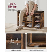 Shoe Bench With Cushion and Storage Rustic Brown by Vasagle