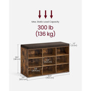 Shoe Bench With Cushion and Storage Rustic Brown by Vasagle