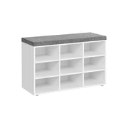 Vasagle White Shoe Bench With Grey Cushion - 9 open slots for storing your shoes