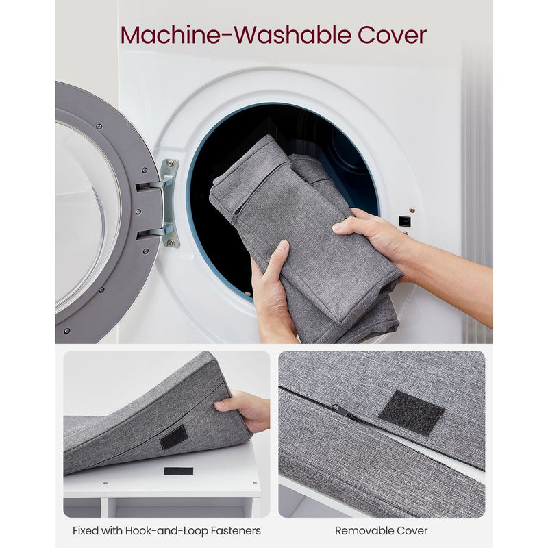 Vasagle White Shoe Bench With Grey Cushion - 9 open slots for storing your shoes