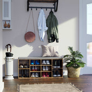 Vasagle Shoe Bench With Cushion - Rustic Brown With Grey Fabric Cushion For Entryway - 10 open slots for storing shoes