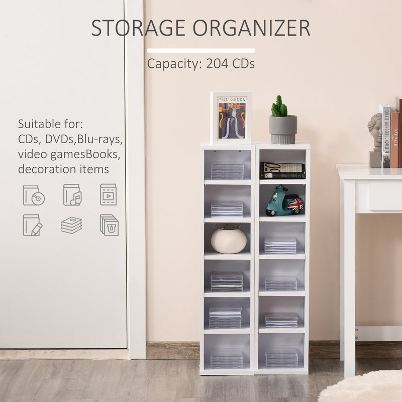 White CD/DVD Display Shelf: 204-Unit Capacity