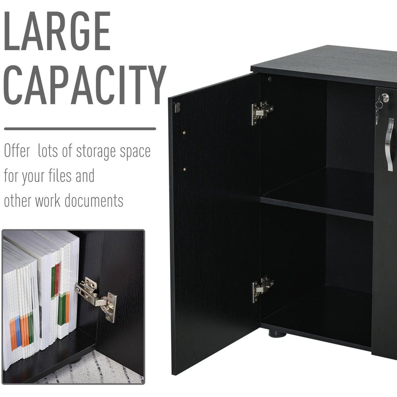 2 Tier Locking Office Cabinet, Melamine Coat, Aluminium Handles
