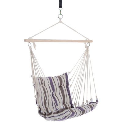 Outdoor Cushioned Hammock Chair, Wooden, Cotton Cloth Outsunny