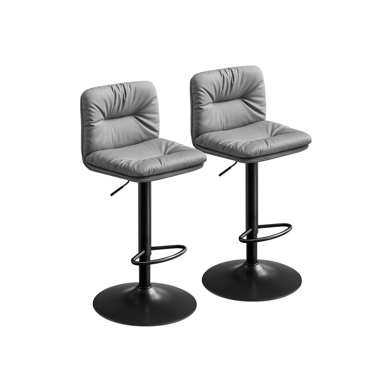 Vasagle Kitchen Counter Stools With Backs - Grey PU leather with sturdy base, height adjustable, swivel