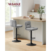 Vasagle Kitchen Counter Stools With Backs - Grey PU leather with sturdy base, height adjustable, swivel