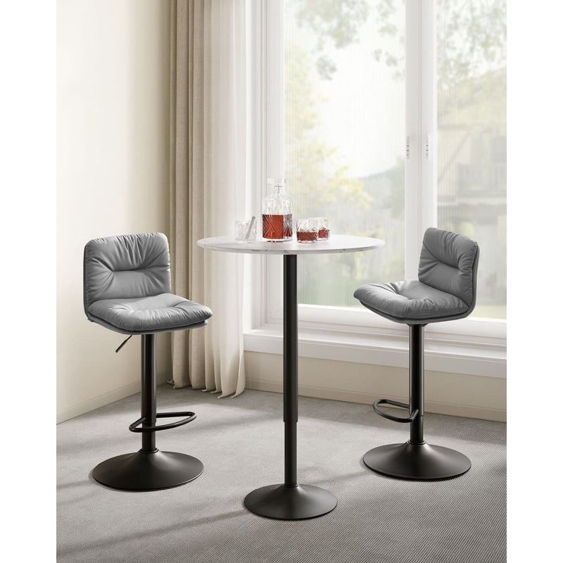 Vasagle Kitchen Counter Stools With Backs - Grey PU leather with sturdy base, height adjustable, swivel