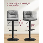 Vasagle Kitchen Counter Stools With Backs - Grey PU leather with sturdy base, height adjustable, swivel