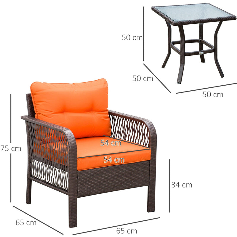 2 Seater Rattan Bistro Set Outsunny