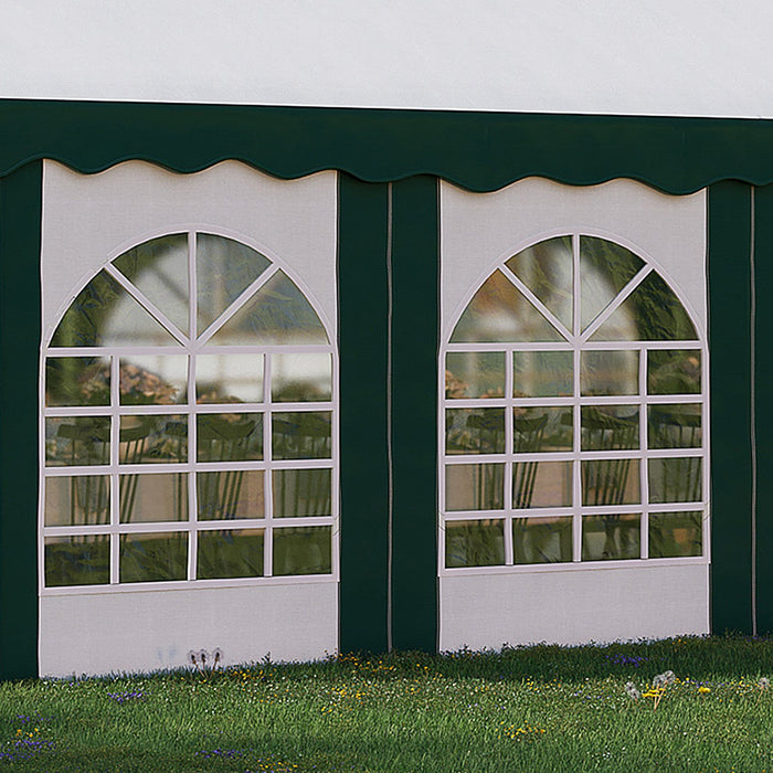 8x4m Metal Frame Gazebo Tent With Sides, White/Green