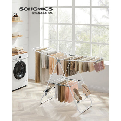 Songmics Folding Winged Clothes Airer, White/Grey Songmics