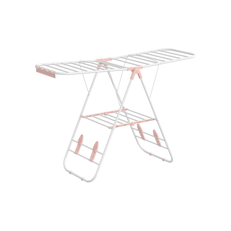 Songmics Foldable Clothes Drying Rack, White & Pink Songmics