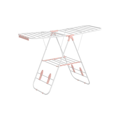 Songmics Foldable Clothes Drying Rack, White & Pink Songmics