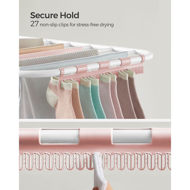 Songmics Foldable Clothes Drying Rack, White & Pink Songmics