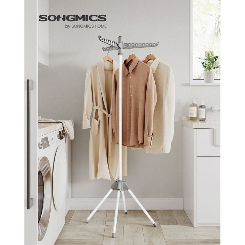 Songmics Space Saving Clothes Airer, White/Grey