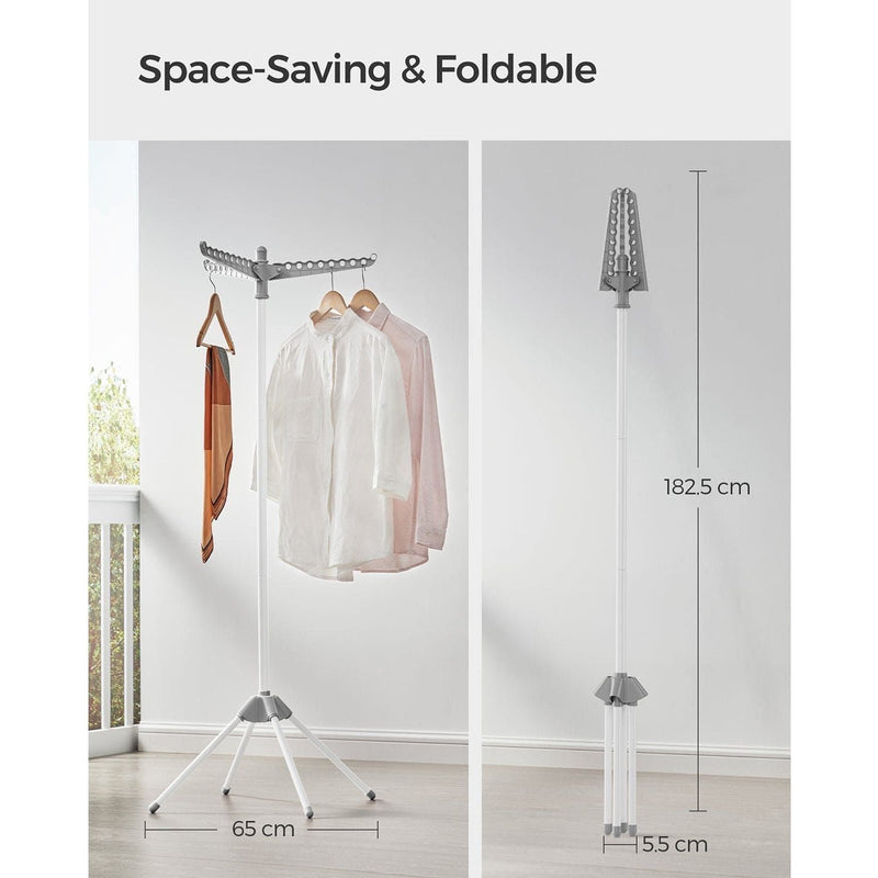 Songmics Space Saving Clothes Airer, White/Grey