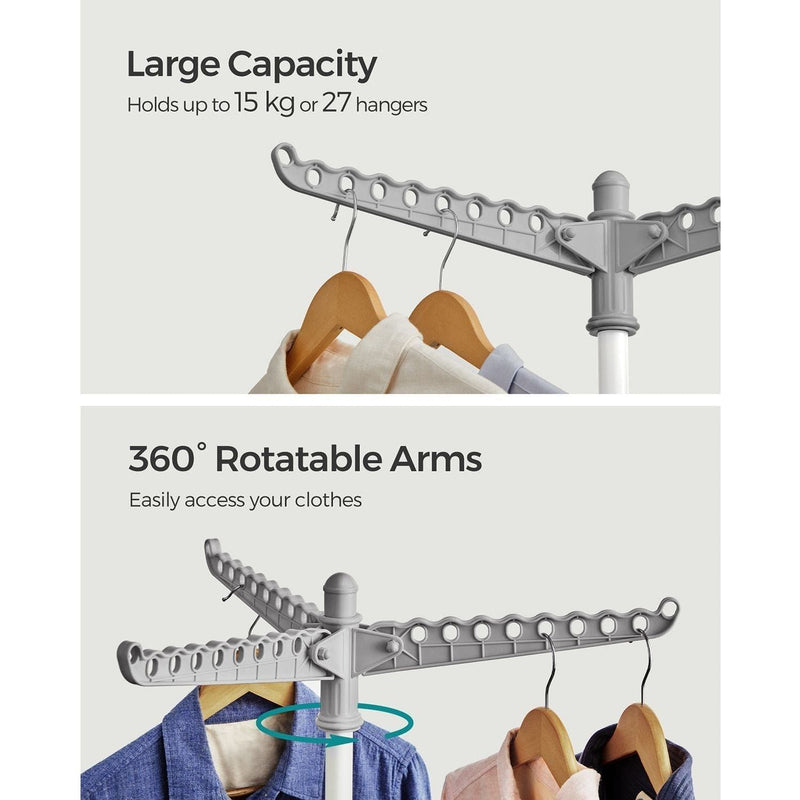 Songmics Space Saving Clothes Airer, White/Grey