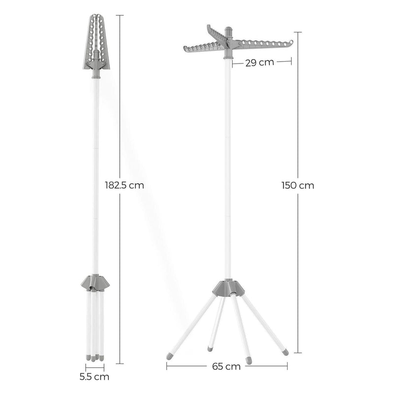 Songmics Space Saving Clothes Airer, White/Grey