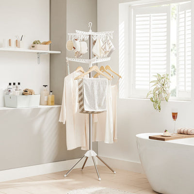 Songmics Space Saving Clothes Airer, White/Silver Songmics