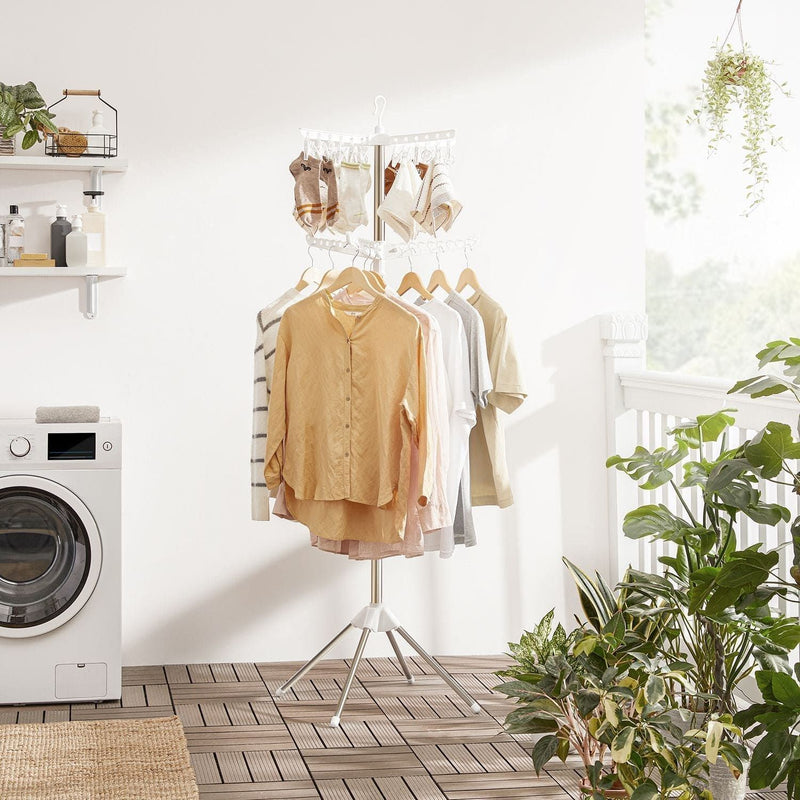 Songmics Space Saving Clothes Airer, White/Silver