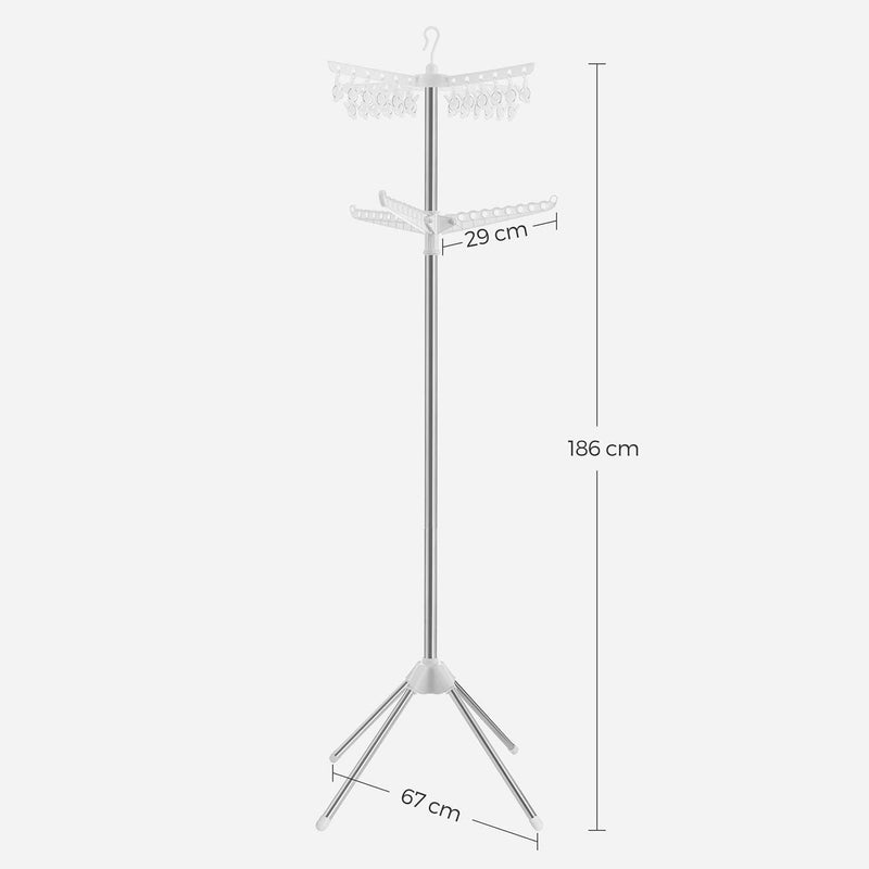 Songmics Space Saving Clothes Airer, White/Silver