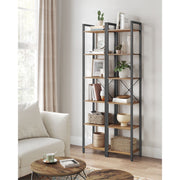 Vasagle 6 Tier Tall Narrow Bookshelf, Rustic Brown & Black