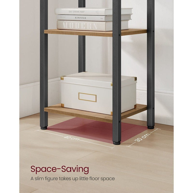 Vasagle 6 Tier Tall Narrow Bookshelf, Rustic Brown & Black