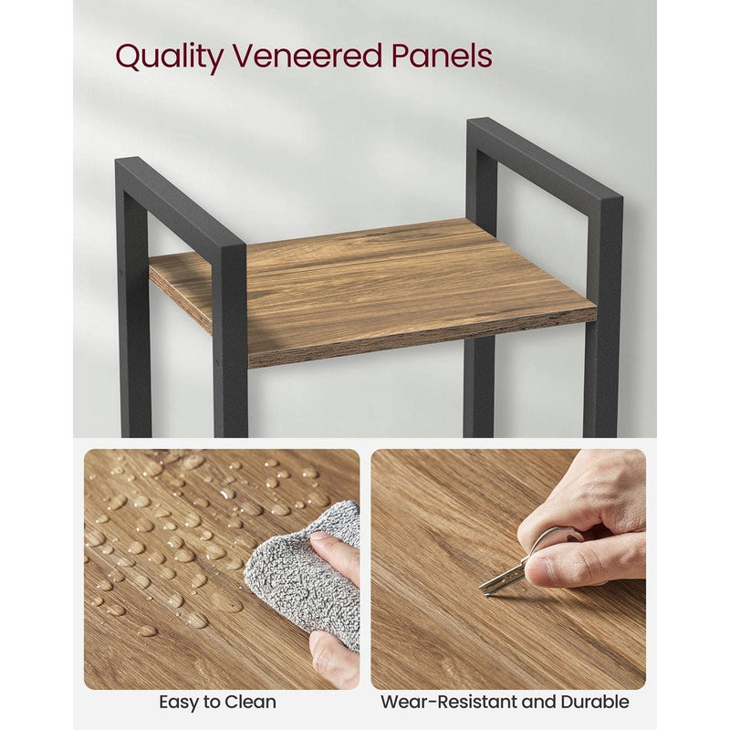 Vasagle 6 Tier Tall Narrow Bookshelf, Rustic Brown & Black