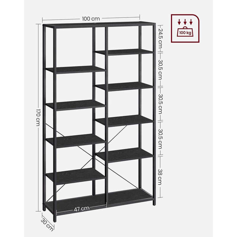 Large Bookcase Black by Vasagle