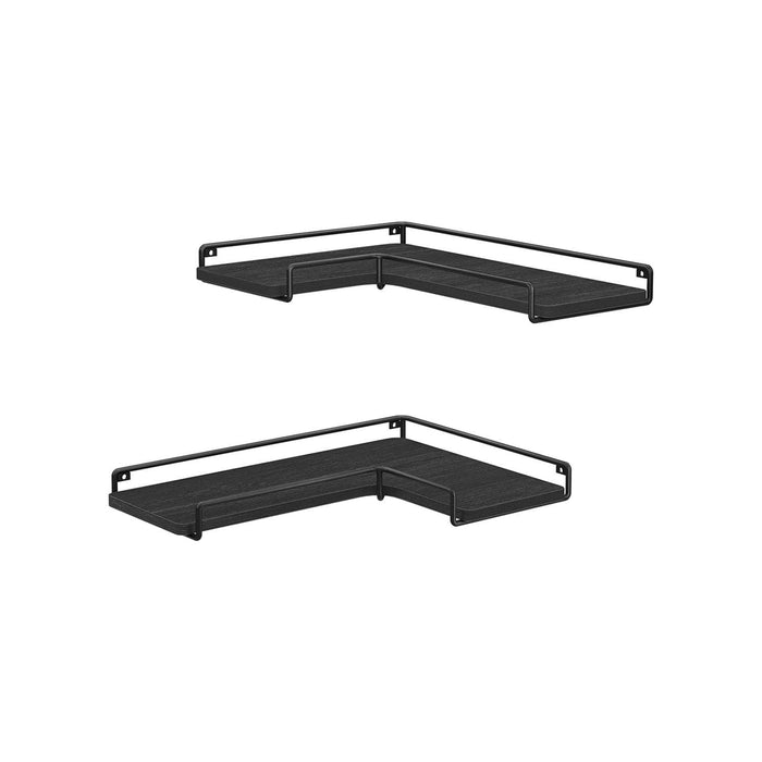 Set Of 2 Floating Corner Wall Shelves