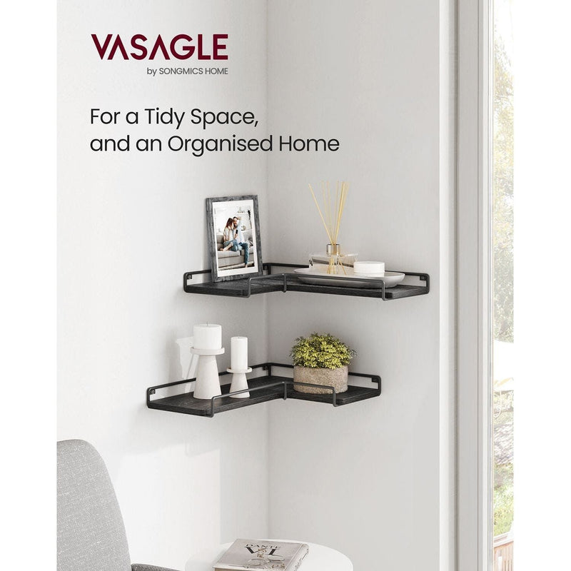 Set Of 2 Floating Corner Wall Shelves by Vasagle