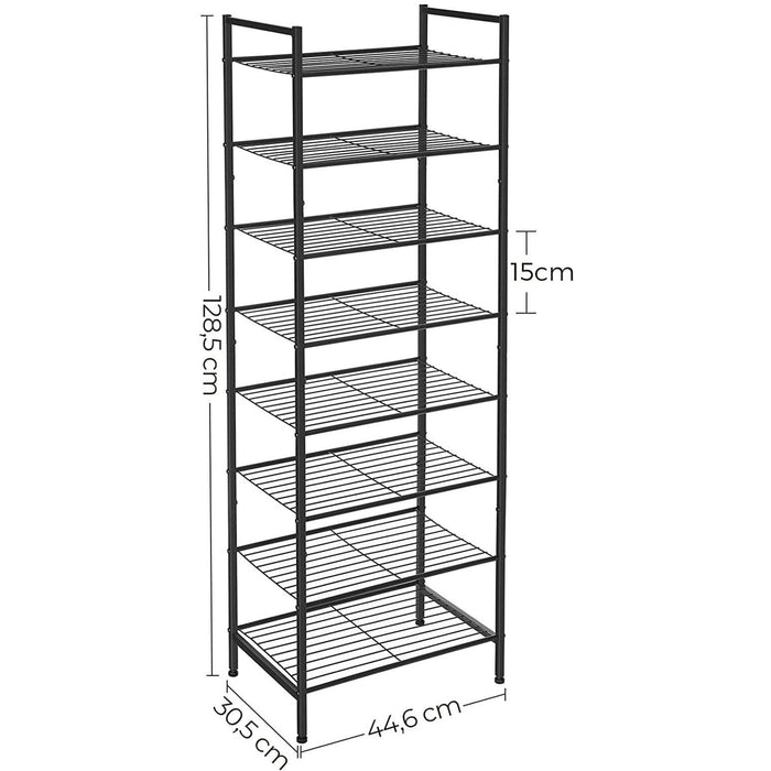 8 Tier Slim Shoe Rack, Black