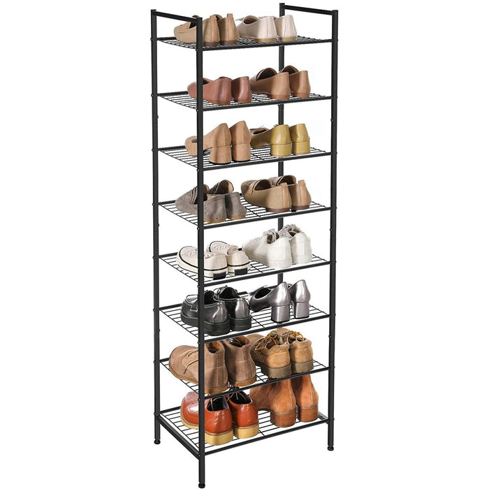 8 Tier Slim Shoe Rack, Black