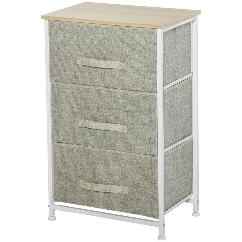Fabric Chest Drawers, 3 Tier, Metal Frame, Living Room/Bathroom