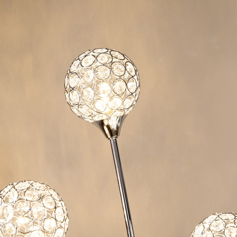 Silver Crystal Floor Lamp, 5 Lights, 34x25x156cm