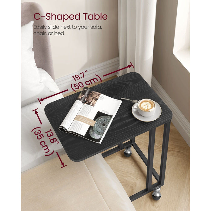 Vasagle Side Table With Wheels Black