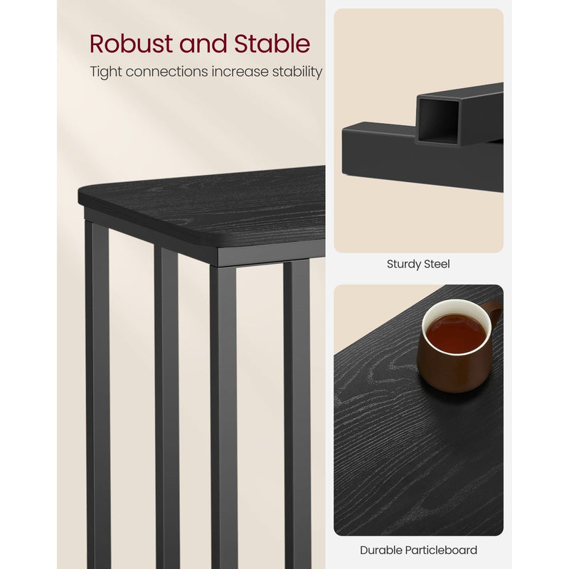 Vasagle Side Table With Wheels Black