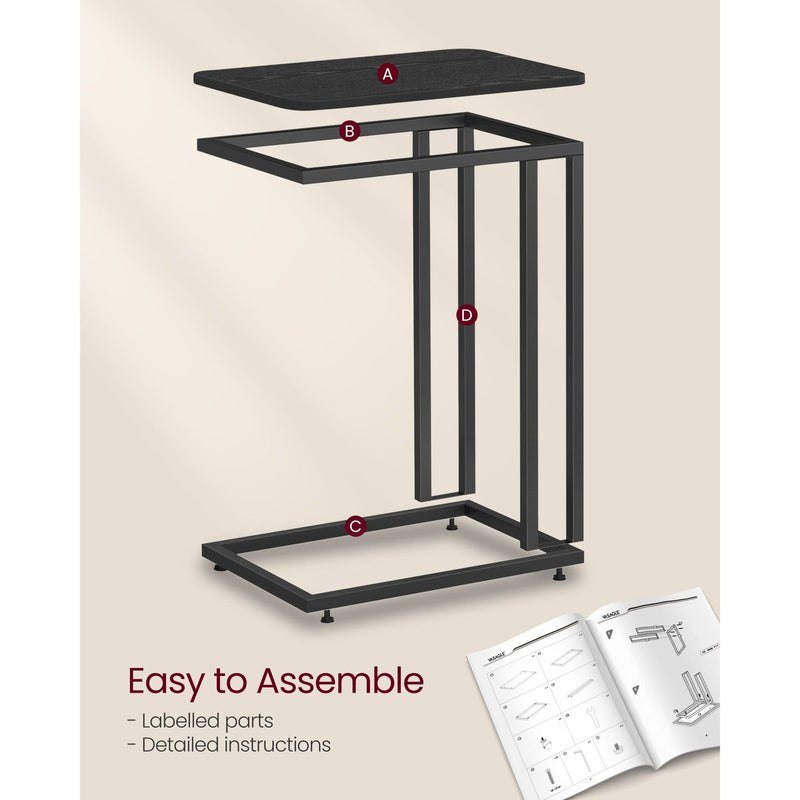 Vasagle Side Table With Wheels Black