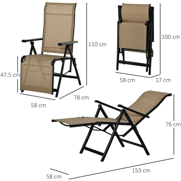 Set of 2 Foldable Reclining Sun Lounger