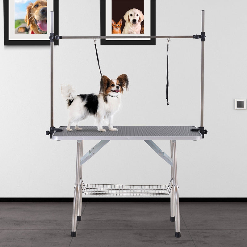 Adjustable Dog Grooming Table with Safety Slings, 107cm