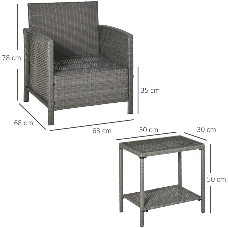 Rattan Garden Bistro Set With Comfy Armchairs