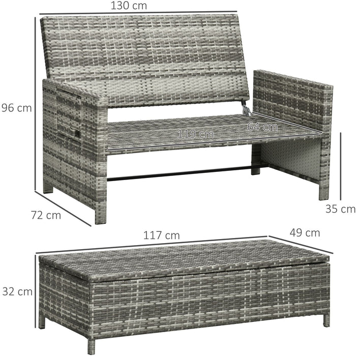 Grey 2 Seater Outdoor Rattan Daybed/Sofa