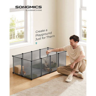Songmics Pet Playpen With Floor Grey Songmics