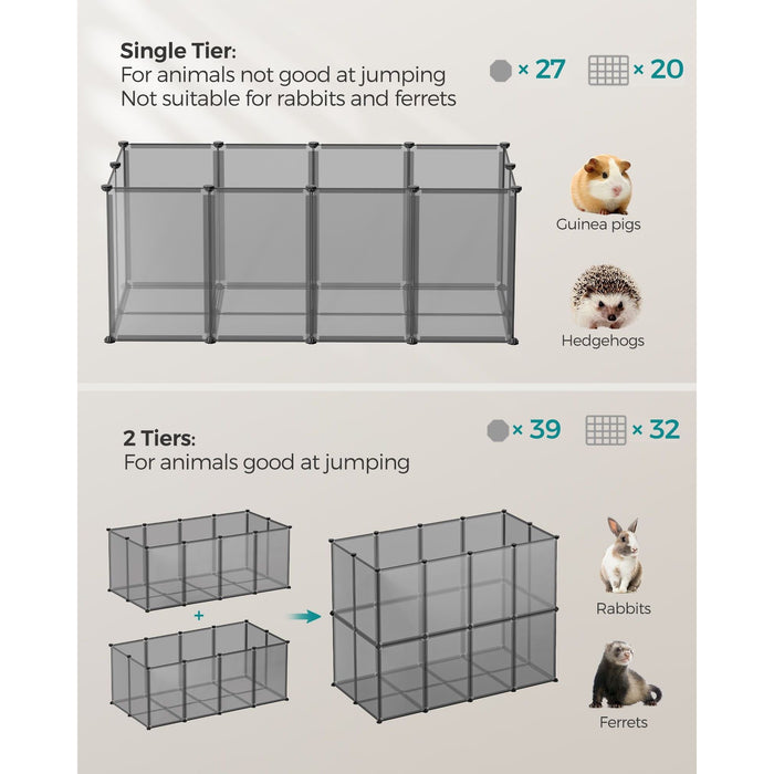 Pet Playpen With Floor Grey