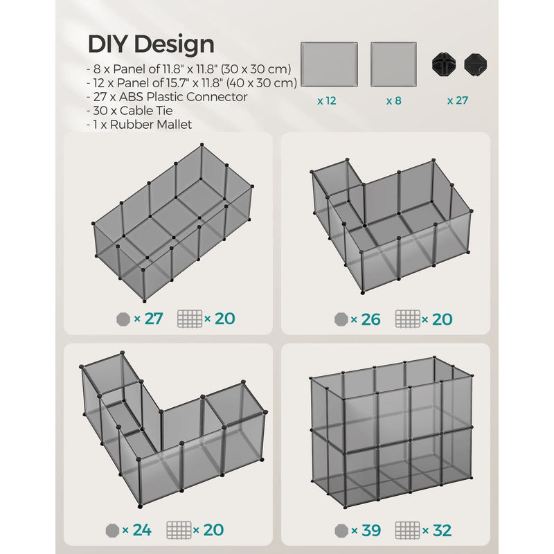 Songmics Pet Playpen With Floor Grey